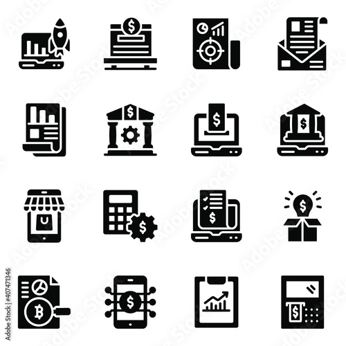 
Pack of Online Payment Glyph Icons 

