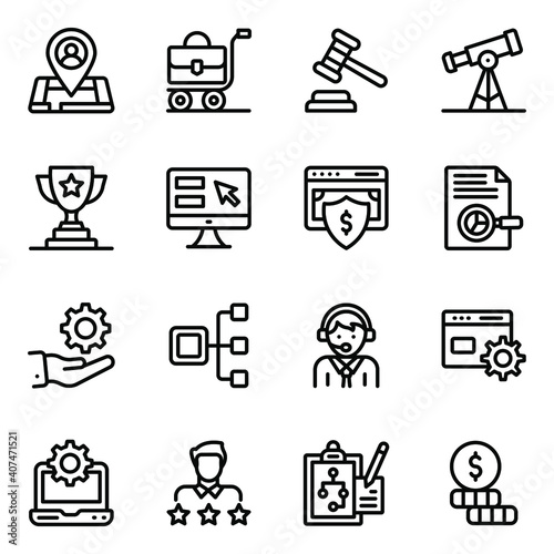 
Pack of Management and Equipment Glyph Icons  

