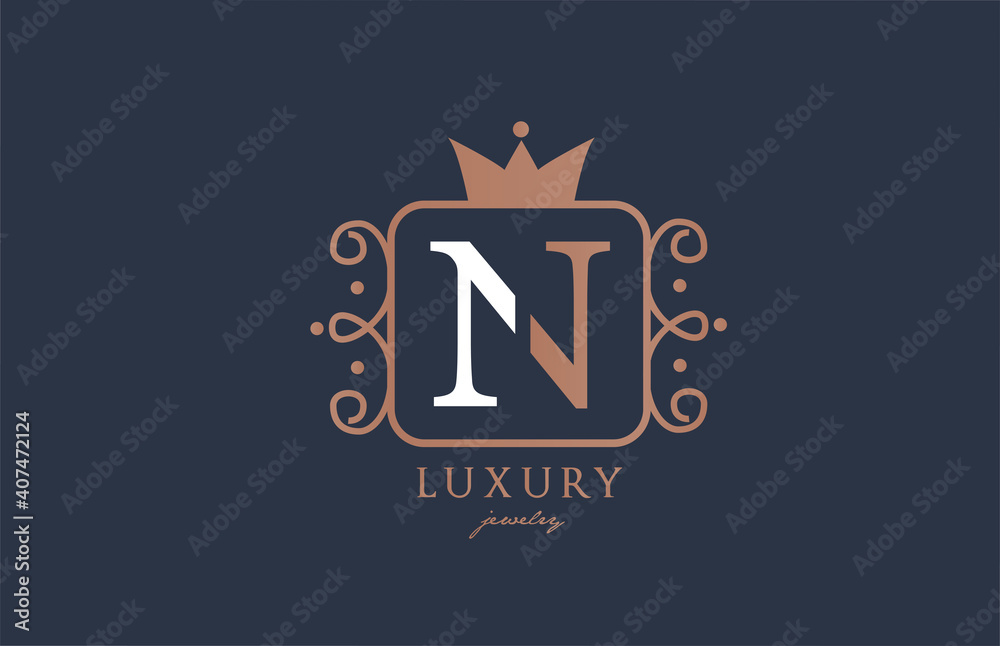 N monogram alphabet letter logo icon in white and blue color. Creative design with king crown for luxury business and company N monogram alphabet letter logo icon in white and blue color. Creative design with king crown for luxury business and company