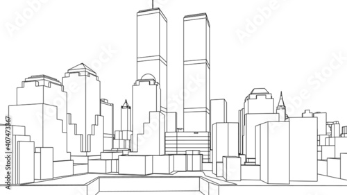 modern city panorama 3d illustration