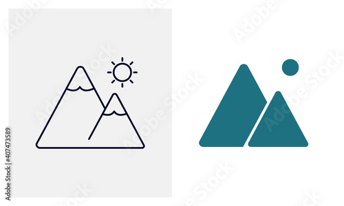 Mountain travel flat icon vector template, Travel design icon concepts, Creative design