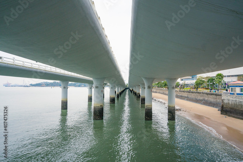 Yanwu bridge, the transportation landmark in Xiamen, China, on a cloudy day. photo