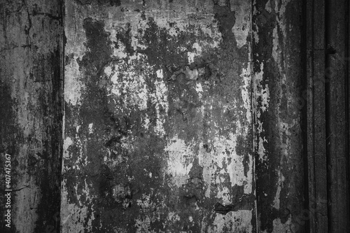 Concrete wall, cement texture background. Empty background, dark space. Black and white photo