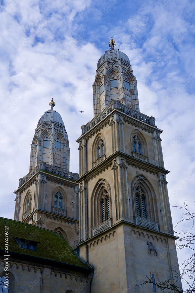 Obraz premium Great minster church Zurich, Switzerland.