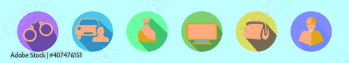 set of criminal cartoon icon design template in various models. vector illustration isolated on blue background