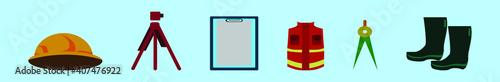 set of surveyor cartoon icon design template with various models. isolated vector illustration on blue background
