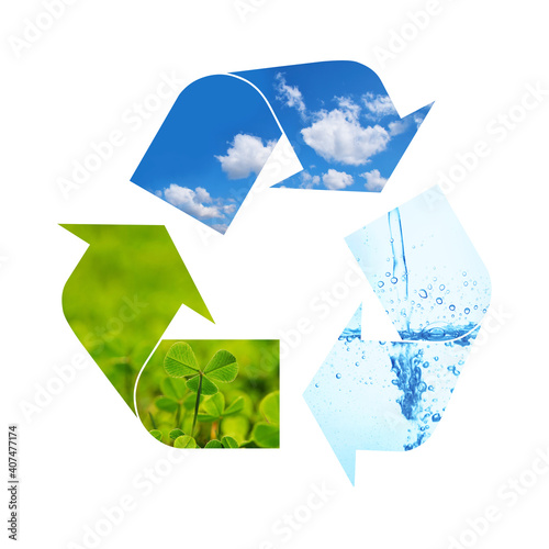 Quadro su tela Illustration recycling symbol of nature elements