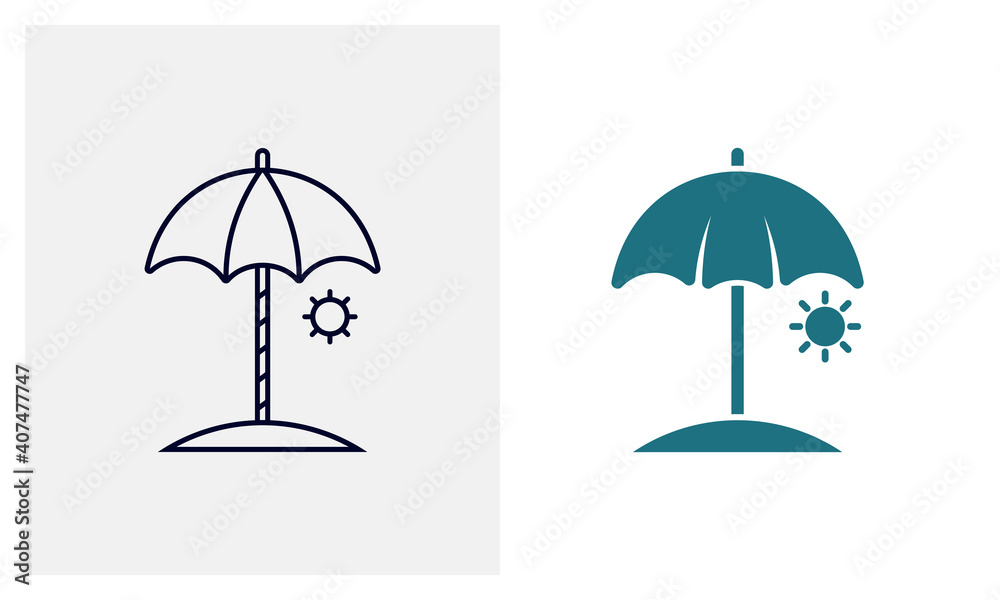 Beach tables and umbrellas icon vector template, Travel design icon concepts, Creative design