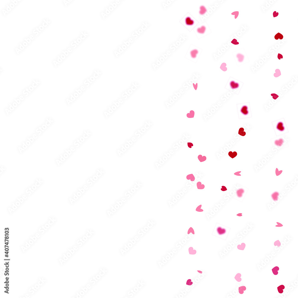 Heart Background. Red Pink 8 March Banner with Flat Heart. Empty Vintage Confetti Template. St Valentine Day Card with Classical Hearts.  Exploding Like Sign. Vector Template for Mother's Day Card.