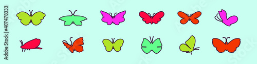 set of butterfly cartoon icon design template with various models. vector illustration isolated on blue background © eny