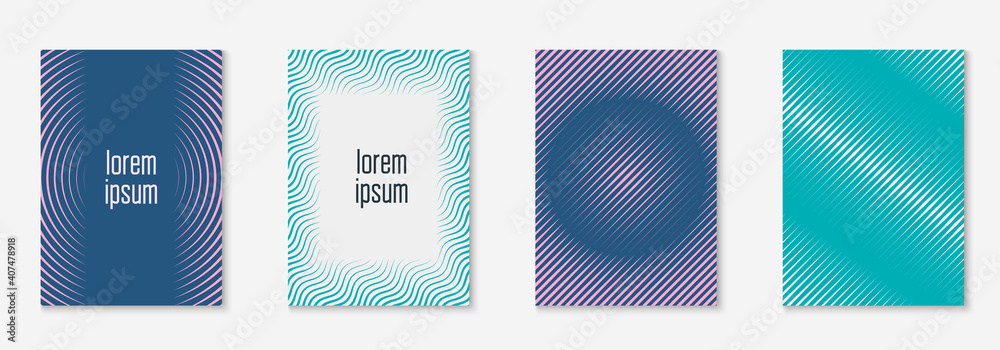 Fototapeta Gradient cover template. Blue and purple. Multiply presentation, patent, page, annual report layout. Gradient cover template with line geometric elements and shapes.