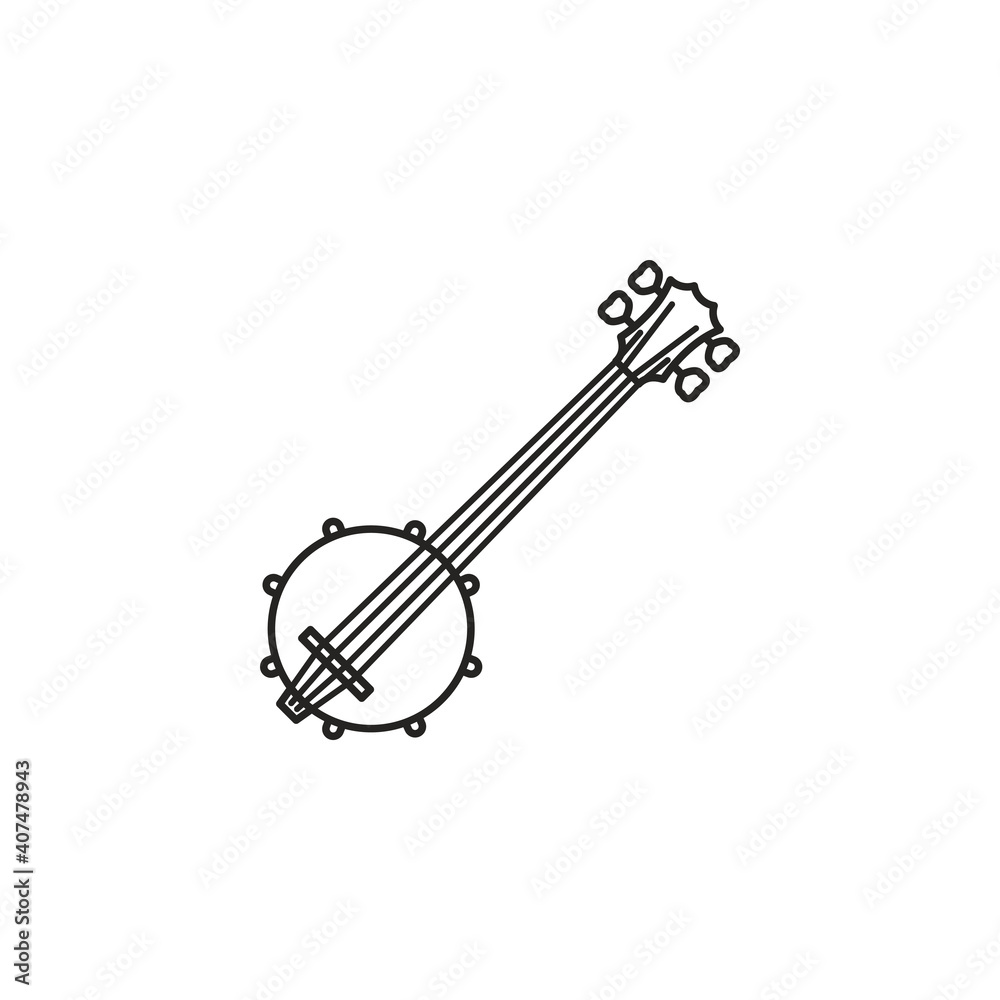 Obraz premium Four string banjo vector line icon