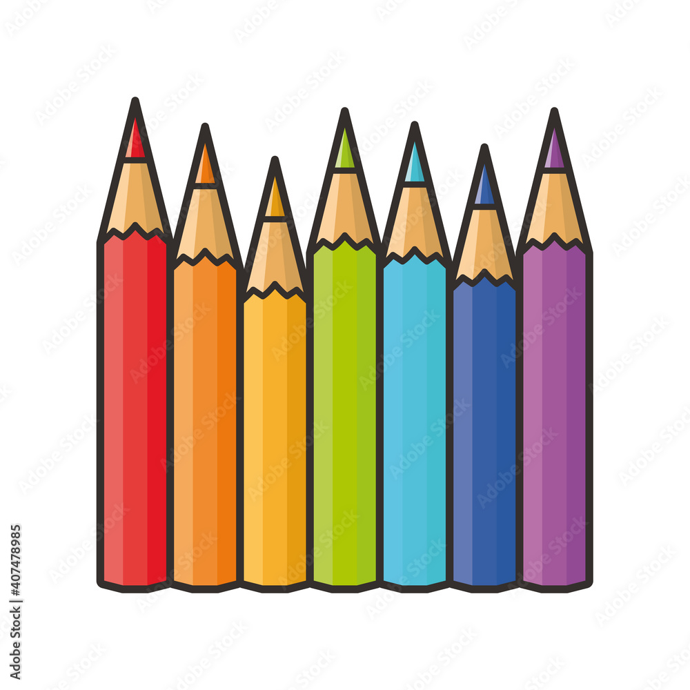 Circle of rainbow colored pencils with realistic Vector Image