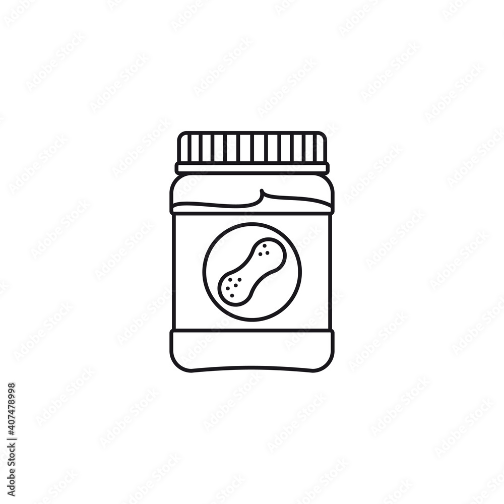 Peanut butter jar vector line icon Peanut butter jar vector line icon