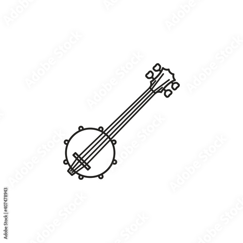 Four string banjo vector line icon