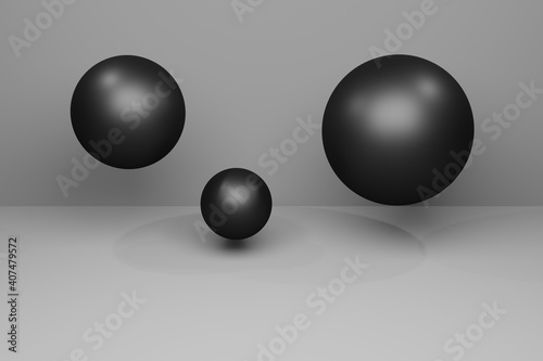 black sphere on white background