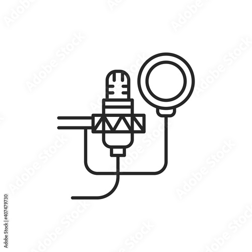 Sound-isolating microphone for sound recording color line icon. Pictogram for web page, mobile app, promo.