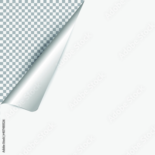 Wrapped Curly Page Corner realistic look illustration with transparent shadow. Graphic element for templates, documents, posters, flyers vector illustration eps 10