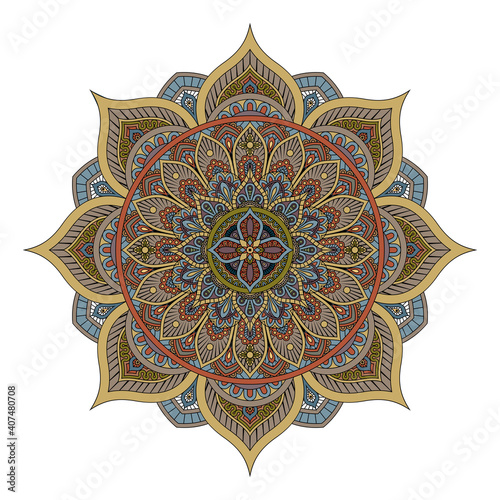 A pattern motif mandala art ornament circular floral design element