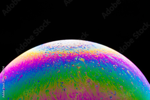Half soap Bubble Ball abstract background semicircle. Model of Space or planets universe cosmic