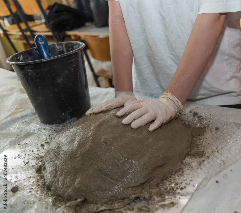Concrete Is Mixed Well To Pour It Into A Mold Concrete Is Mixed Well To Pour It Into A Mold