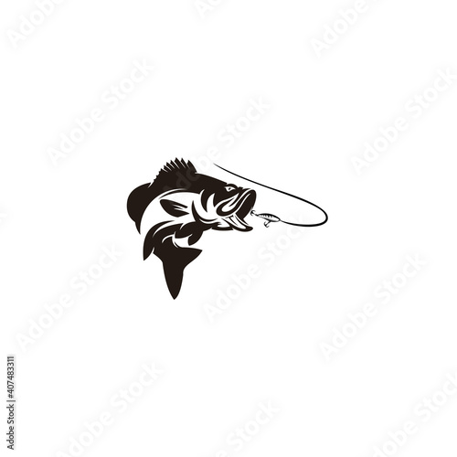 Fishing logo. Wild Fish Logo, Fly Fishing Logo, Fishing Hook. Design isolated white background