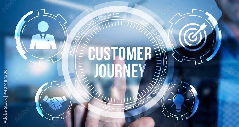 Internet, business, Technology and network concept. Inscription Customer journey on the virtual display Internet, business, Technology and network concept. Inscription Customer journey on the virtual display