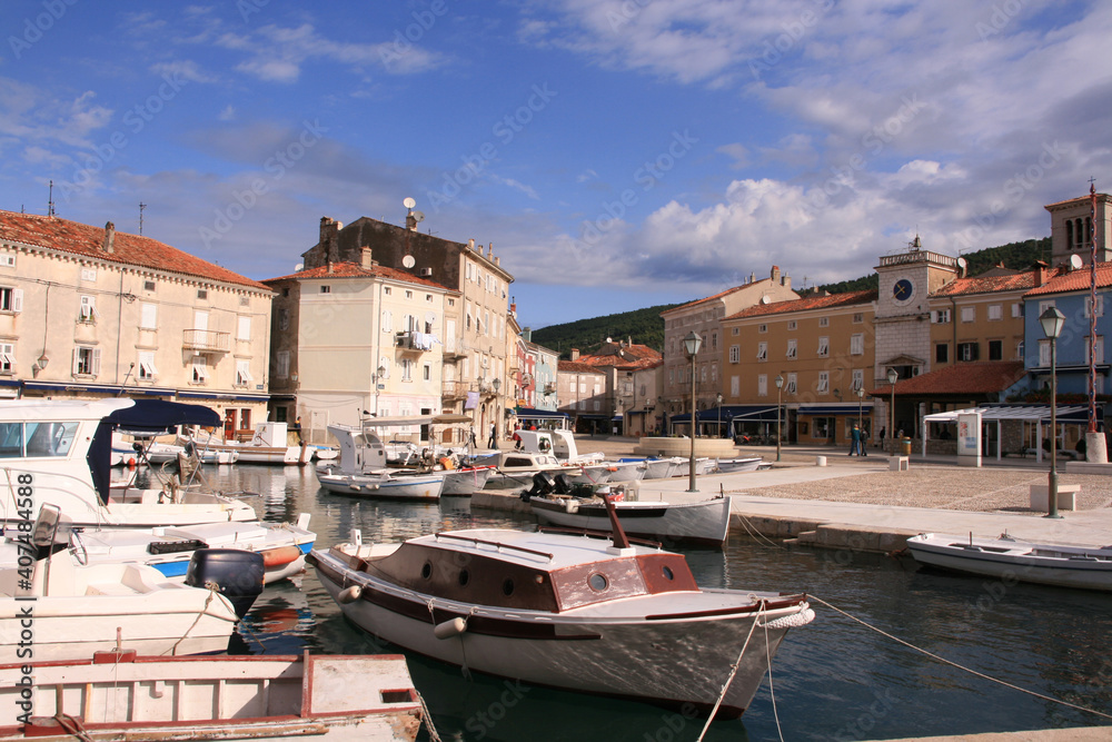 View Of The Harbor From The Town Of Cres On The Island Of Cres In Croatia