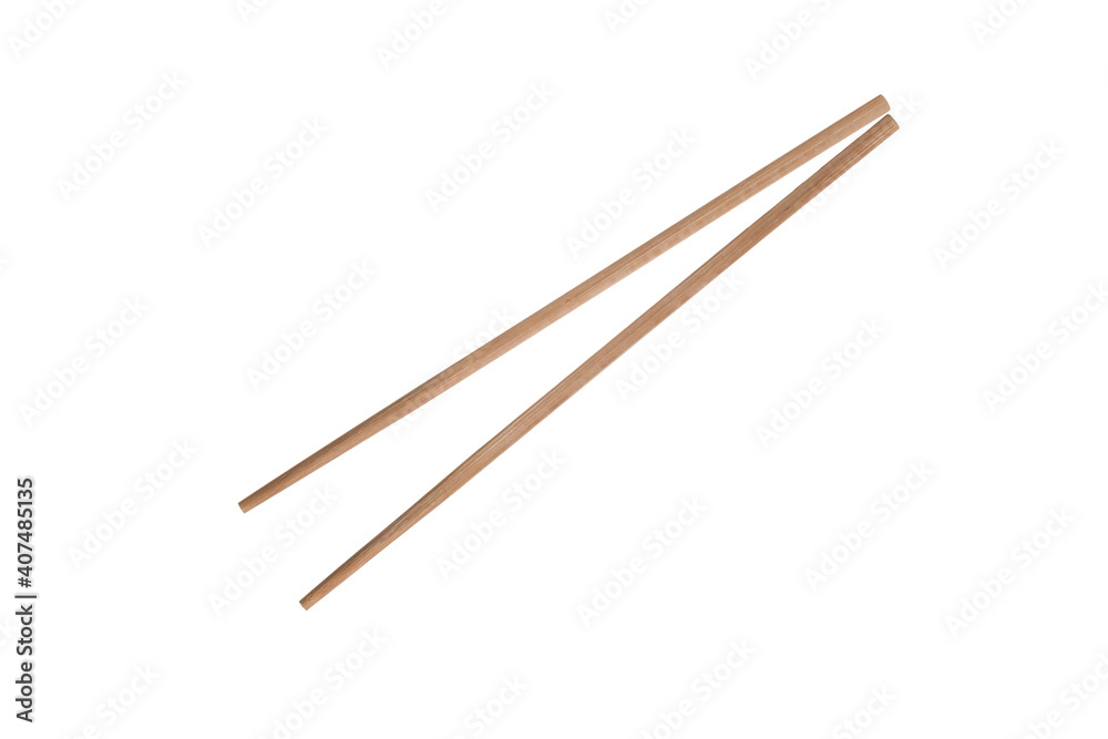 Rejection of plastic concept. Empty wooden chopsticks isolated on white background Rejection of plastic concept. Empty wooden chopsticks isolated on white background