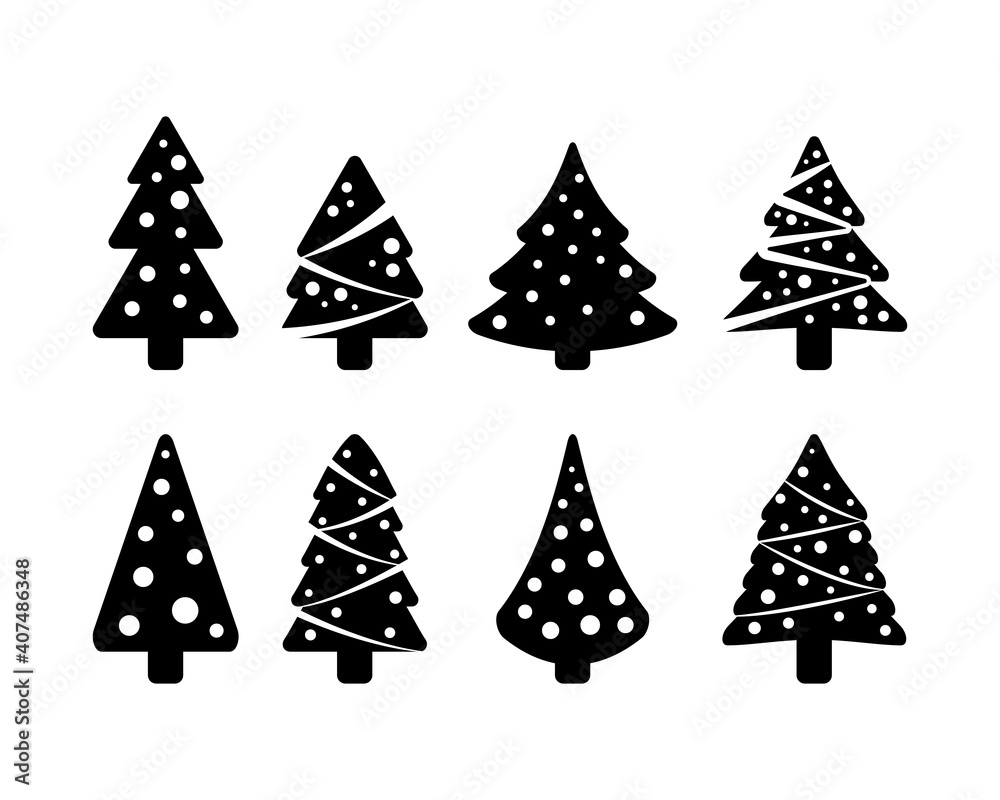 Christmas trees set. Black silhouettes vector. Christmas trees set. Black silhouettes vector.