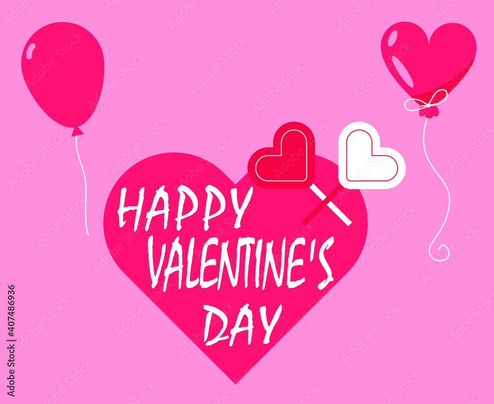 Happy valentine's day. love and romantic holiday. hearts and ballons