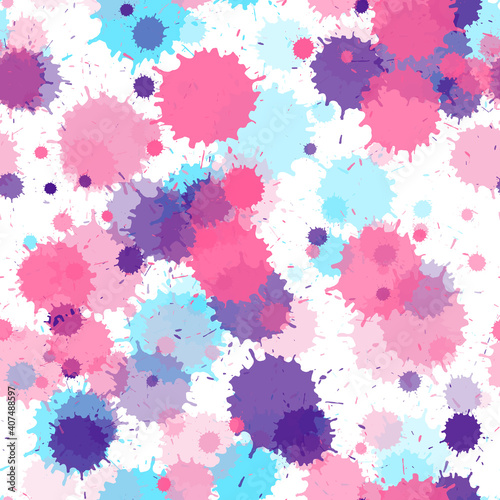 Paint stains seamless splatter, spray blots, spots