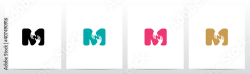  Two Hands On Letter Logo Design M