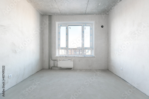 interior of the apartment without decoration in gray colors