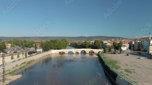 Aerial view of Kastamonu Taskopru Bridge in Turkey. 4K Footage in Turkey photo