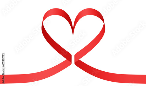 Red ribbon in heart shape decorative element