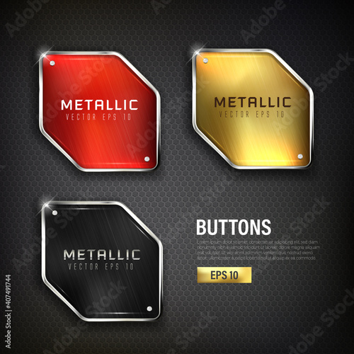 Buttons set web steel on background color black 4