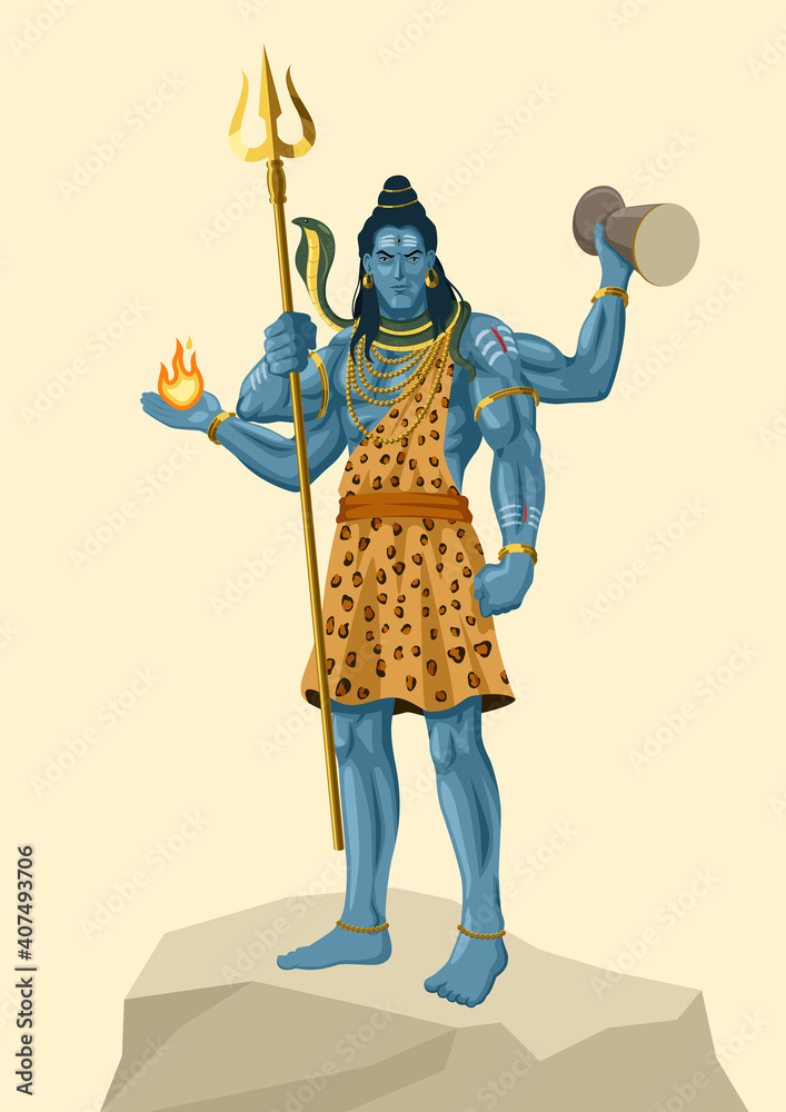 Lord Shiva standing on top of a rock Stock Vector | Adobe Stock Lord Shiva standing on top of a rock Stock Vector | Adobe Stock