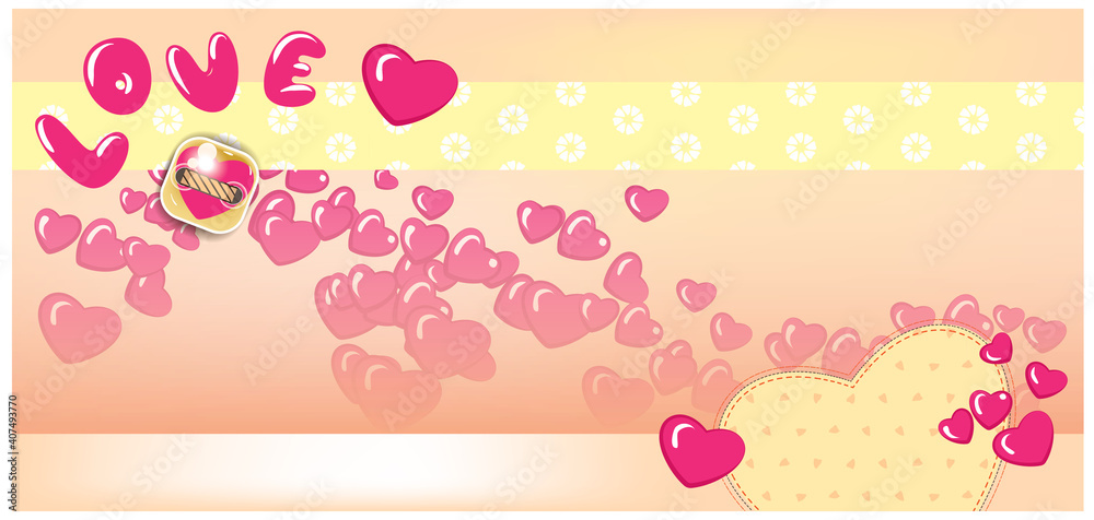Horizontal postcard, invitation, banner.Valentine's Day, Mother's Day on, for the wedding, March 8.Holidays and birthdays.Stylization of the fabric application.To your loved one, mother, or friend. Horizontal postcard, invitation, banner.Valentine's Day, Mother's Day on, for the wedding, March 8.Holidays and birthdays.Stylization of the fabric application.To your loved one, mother, or friend.