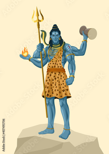 Lord Shiva standing on top of a rock