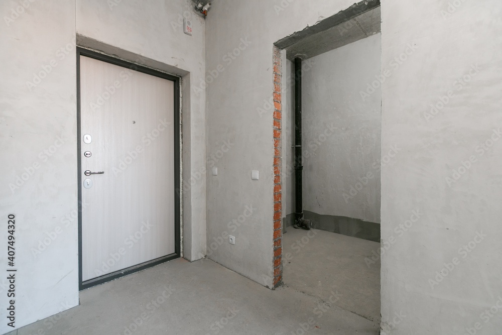 interior of the apartment without decoration in gray colors interior of the apartment without decoration in gray colors