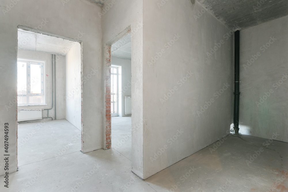Obraz premium interior of the apartment without decoration in gray colors