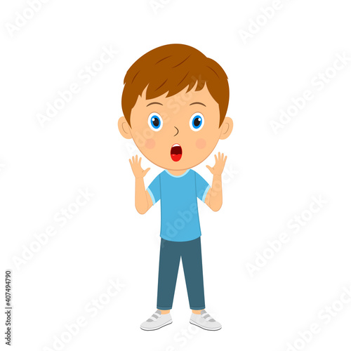 cute cartoon boy show surprise