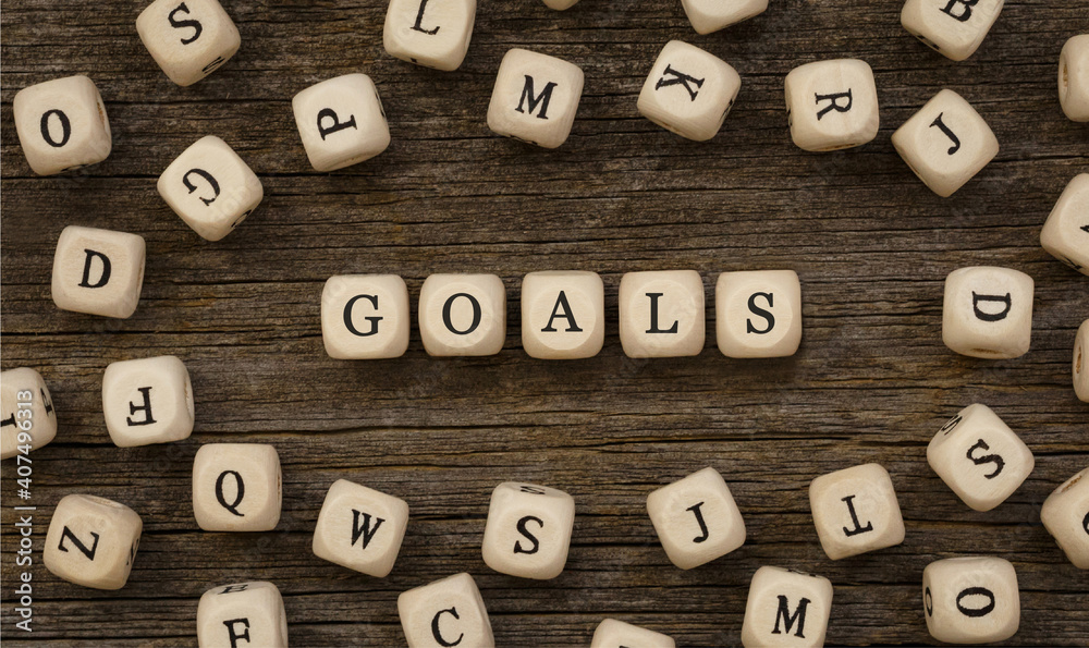 Word GOALS written on wood block Word GOALS written on wood block
