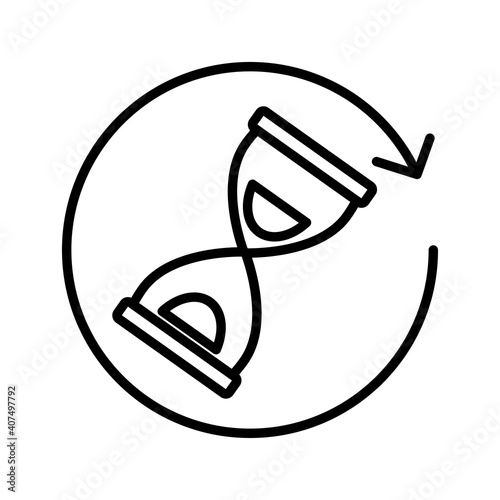 time hourglass sand with arrow around line style icon