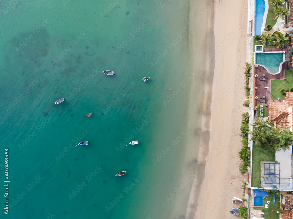 aerial view of boats in the beach