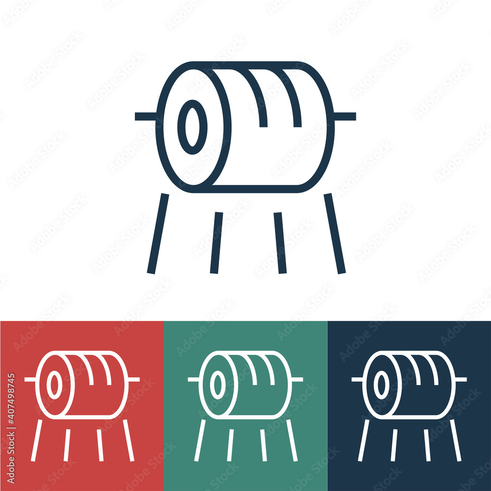 Linear vector icon with haystack in field Linear vector icon with haystack in field