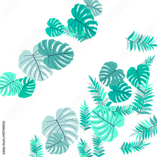 Vector tropical pattern  bright tropical foliage  monstera leaves.