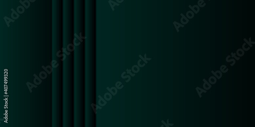 Abstract dark green gradient background, waves and folds. 3D illustration.