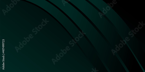 Abstract dark green gradient background, waves and folds. 3D illustration.